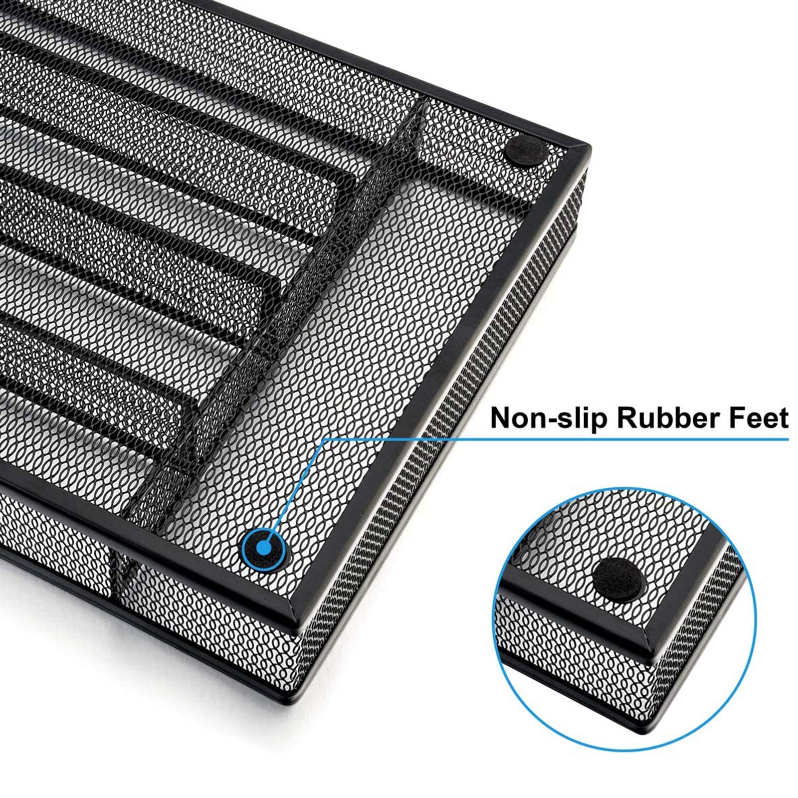 Generisch Dieser Besteckkasten aus Netzgewebe mit 5 Fächern und rutschfesten Füßen dient der Organisation und Aufbewahrung von Küchenbesteck und Küchenutensilien. Farbe: Braun (Silber).