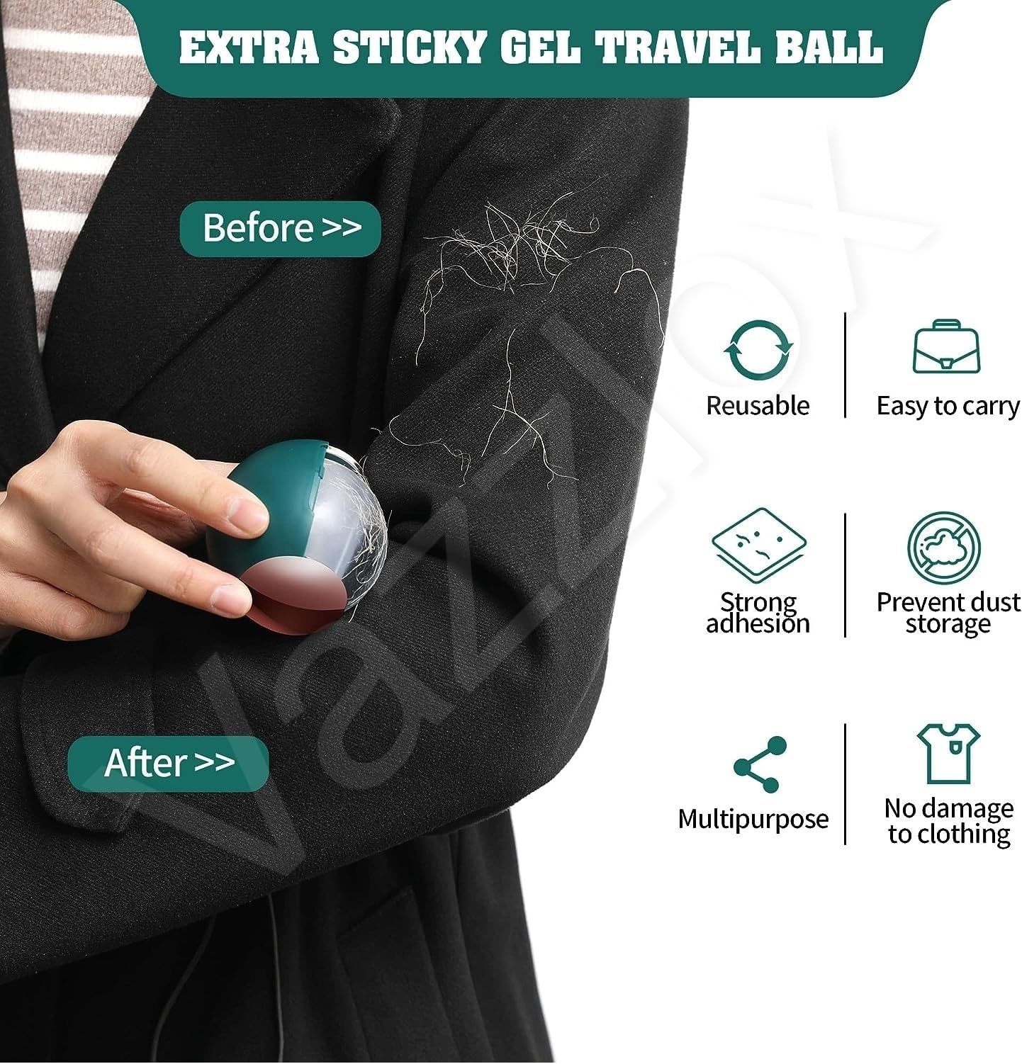 Lint Roller Ball β Sticky, Reusable & Washable Portable Lint Remover for Clothes, Dust, Pet Hair & Fur, Multicolor Gel Lint Roller 2