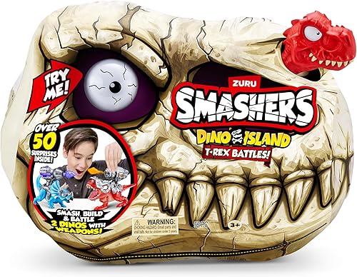 Miniatura 4 de Smashers Dino Island T-Rex Battles (versión roja) por ZURU Más de 50 sorpresas coleccionables de dinosaurios T-Rex Triceratops Surprise Slime Sand