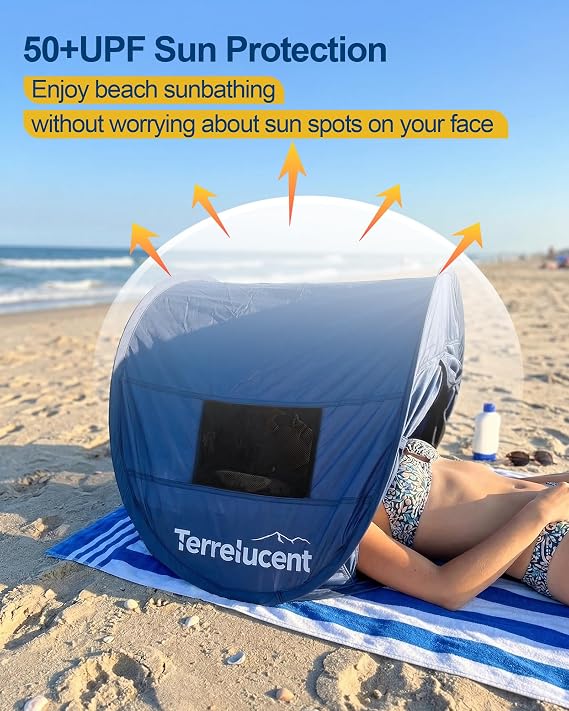 Dog Beach Tent, Pop Up Shade for Small Pets, 30.7-Inch, Blue