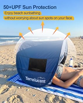 Dog Beach Tent, Pop Up Shade for Small Pets, 30.7-Inch, Blue