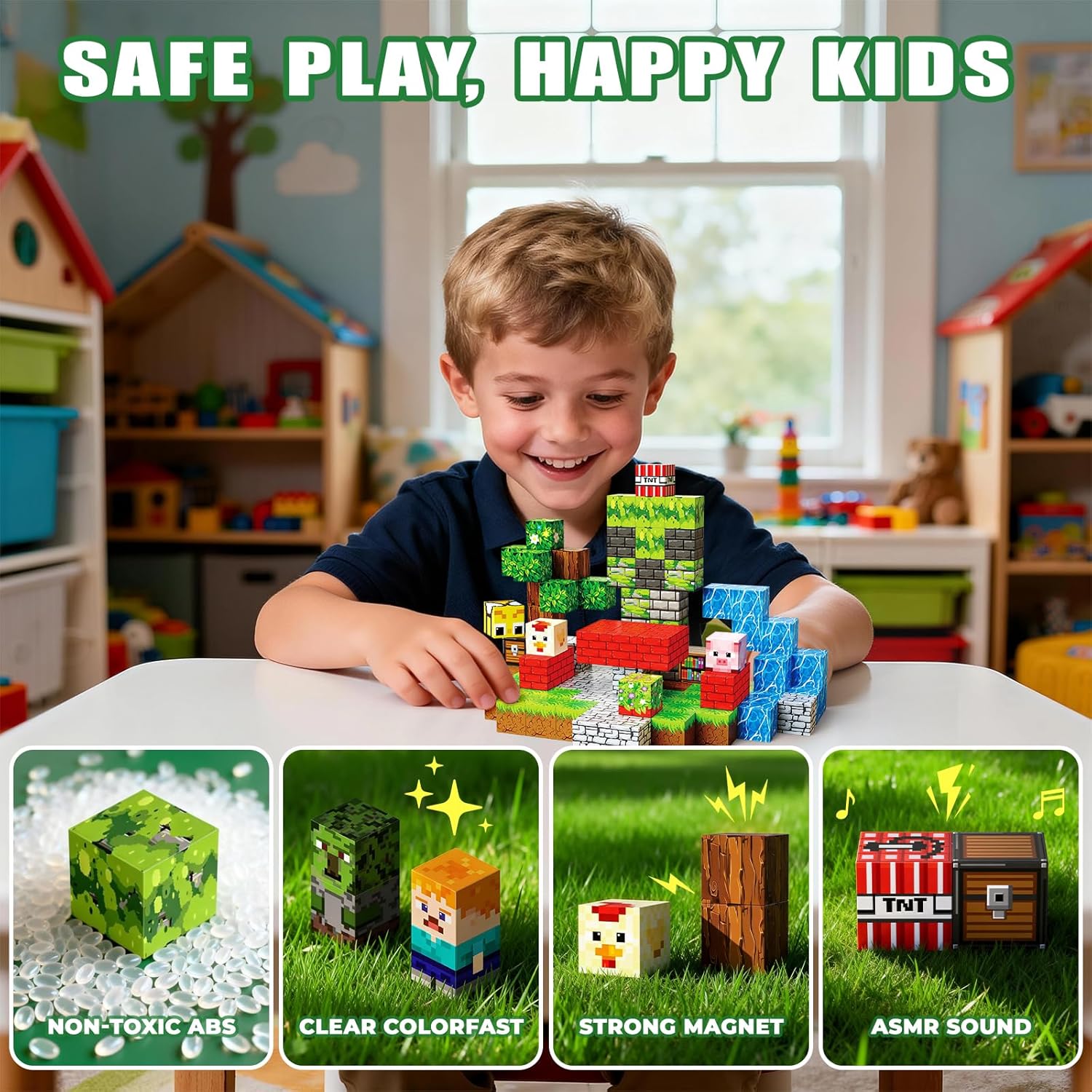 Magnetic Blocks, 100PCS Magnetic Building Blocks, Stacking Magnets for Kids, Sensory Toy for STEM Constructions Magnet Blocks for Boys Girls Age 3+, Christmas Birthday Gifts - Image 6