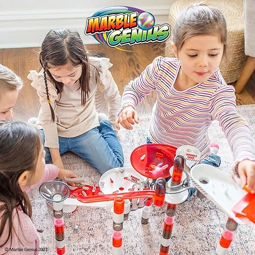 Vista 8 de Marble Genius Juego de carreras de Marble Run: 200 piezas Marble Run Racing Set Juguetes para niños, Bloques de construcción de torre de laberinto