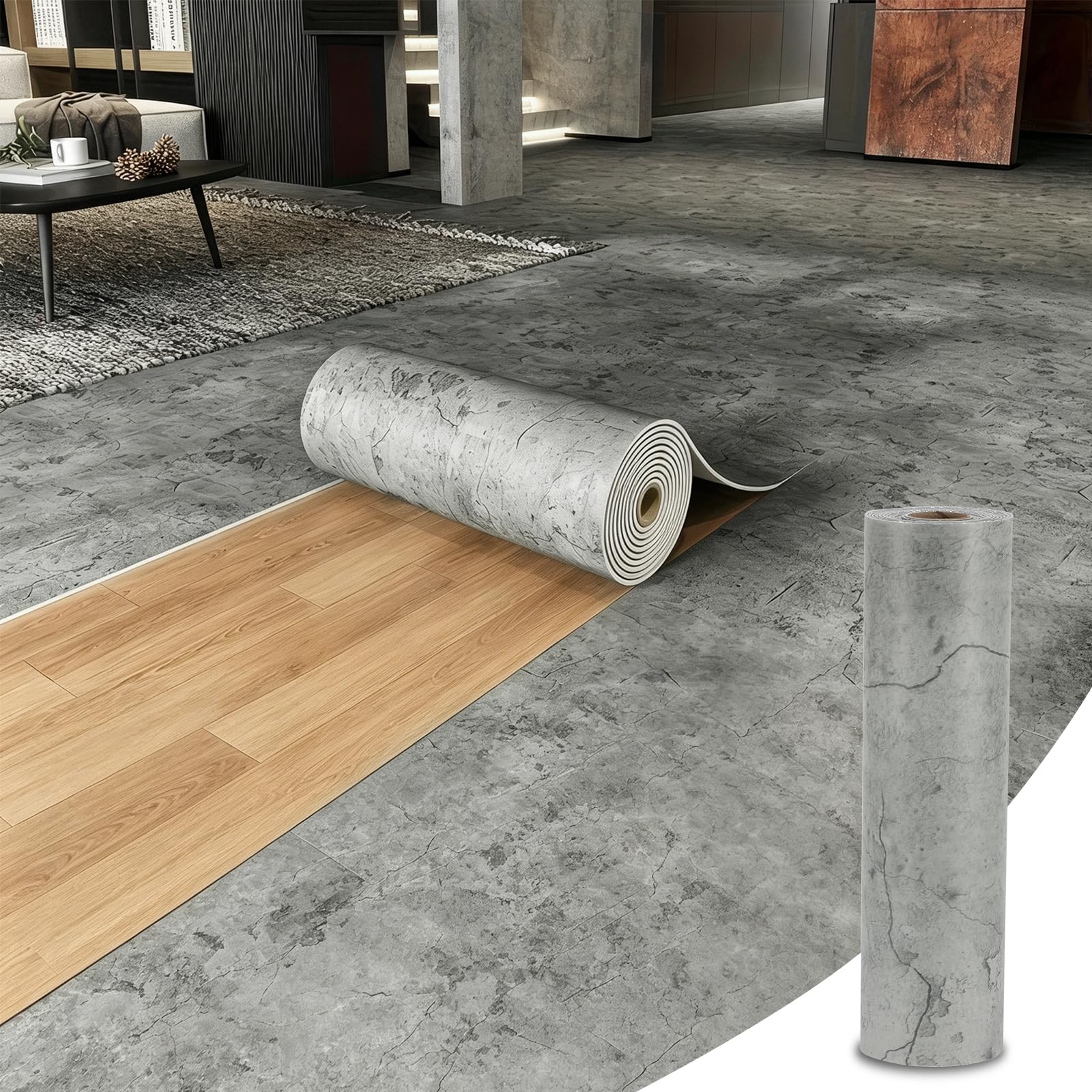 Zevrang Self Adhesive Wallpaper, Sticky Back Plastic Roll 40x300cm, Wood Effect Vinyl Wrap, Waterproof Removable Peel and Stick Wallpaper for Kitchen Bedroom Wall Wardrobe (Light Gray (Cracked))
