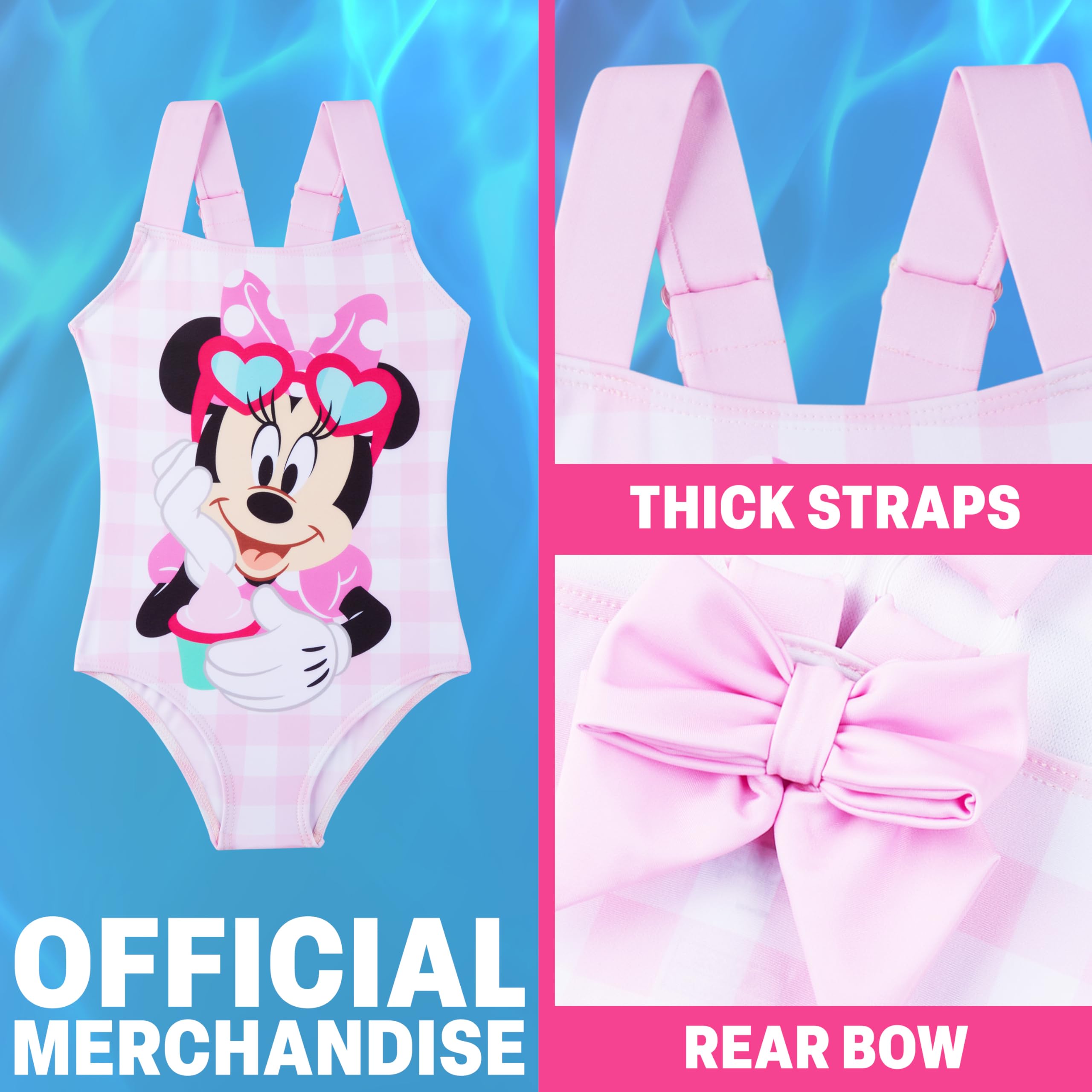 Peppa Pig | Disney Minnie Mouse Bañador Niña, Traje de Baño Infantil Una Pieza con Tirantes Ajustables, Ropa de Baño para Playa Piscina, Verano Regalo Niña