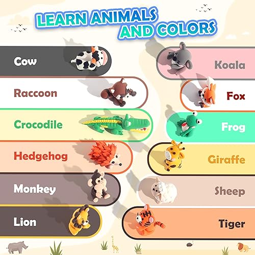 Miniatura 8 de Kits de arcilla seca al aire  12 cajas de arcilla mágica de modelado para niños, juego de manualidades de arcilla para moldear temática de animales,