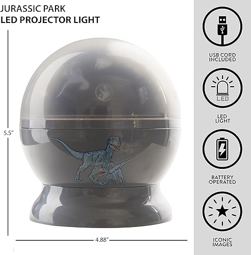 Miniatura 2 de Idea Nuova Jurassic World - Lámpara de proyección LED giratoria de dinosaurio para niños y luz nocturna de 4.88 x 4.88 x 5.5 pulgadas