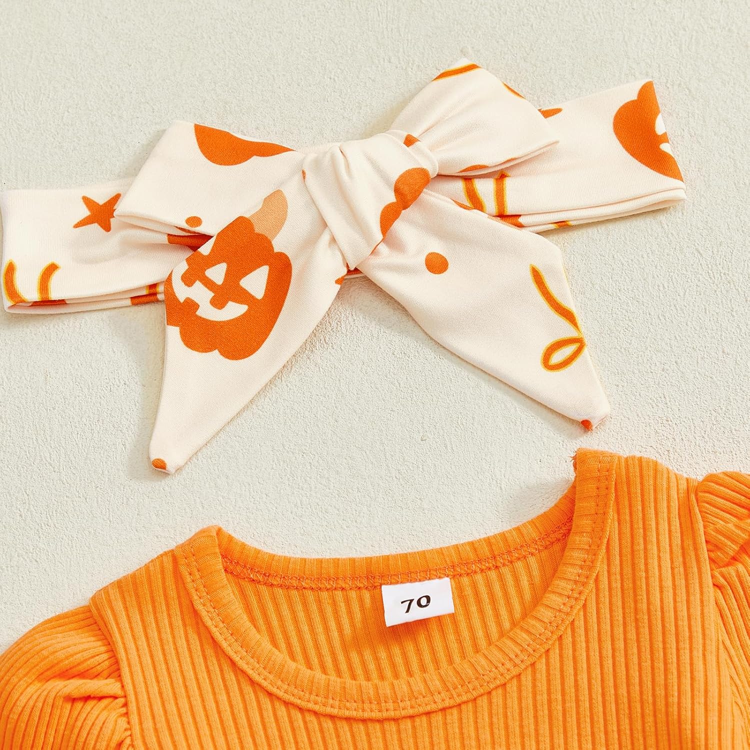 Baby Girl Outfit Infant Rib Ruffle Long Sleeve Romper Onesie Top Bell-Bottom Denim Pants Sets Cute Clothes - Image 3