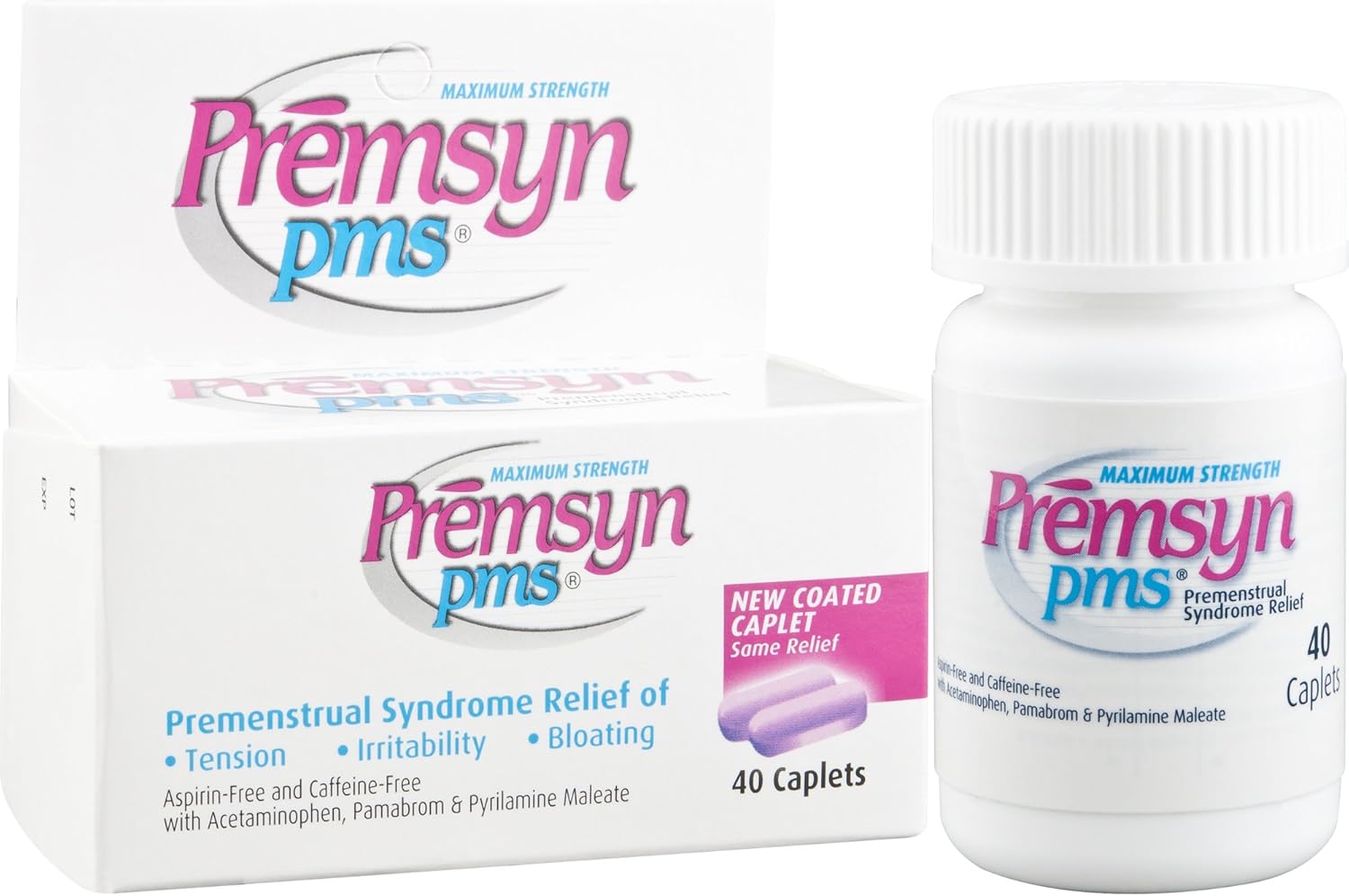 Premsyn PMS Menstrual Pain Relief for Menstrual Cramps, 40 Caplets : Health & Household
