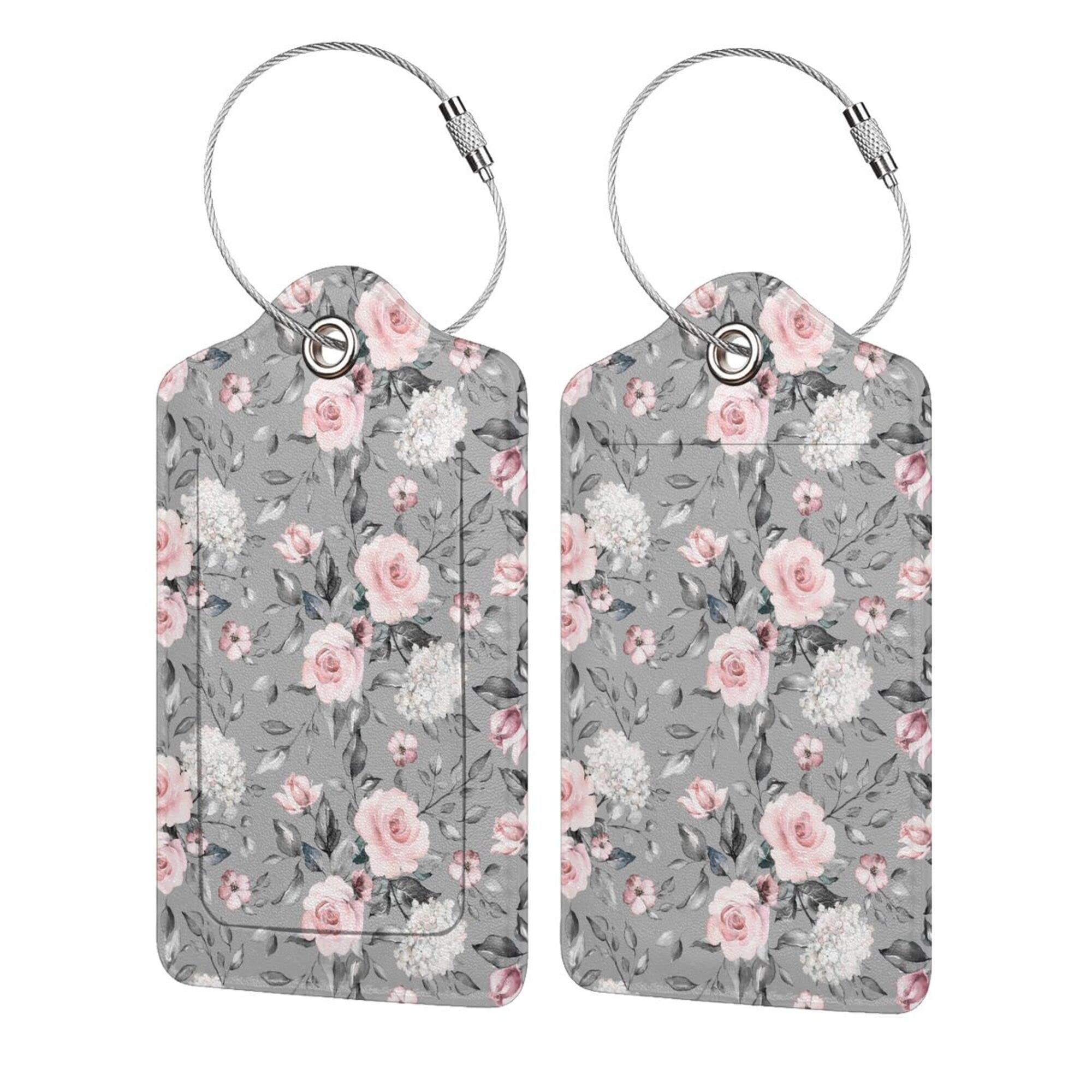 BLOCIT 2 Pack PU Luggage Tag for Suitcase Cute Unique Leather Suitcase Tags Identifiers with Privacy Name ID Label and Metal Loop for Baggage Handbag