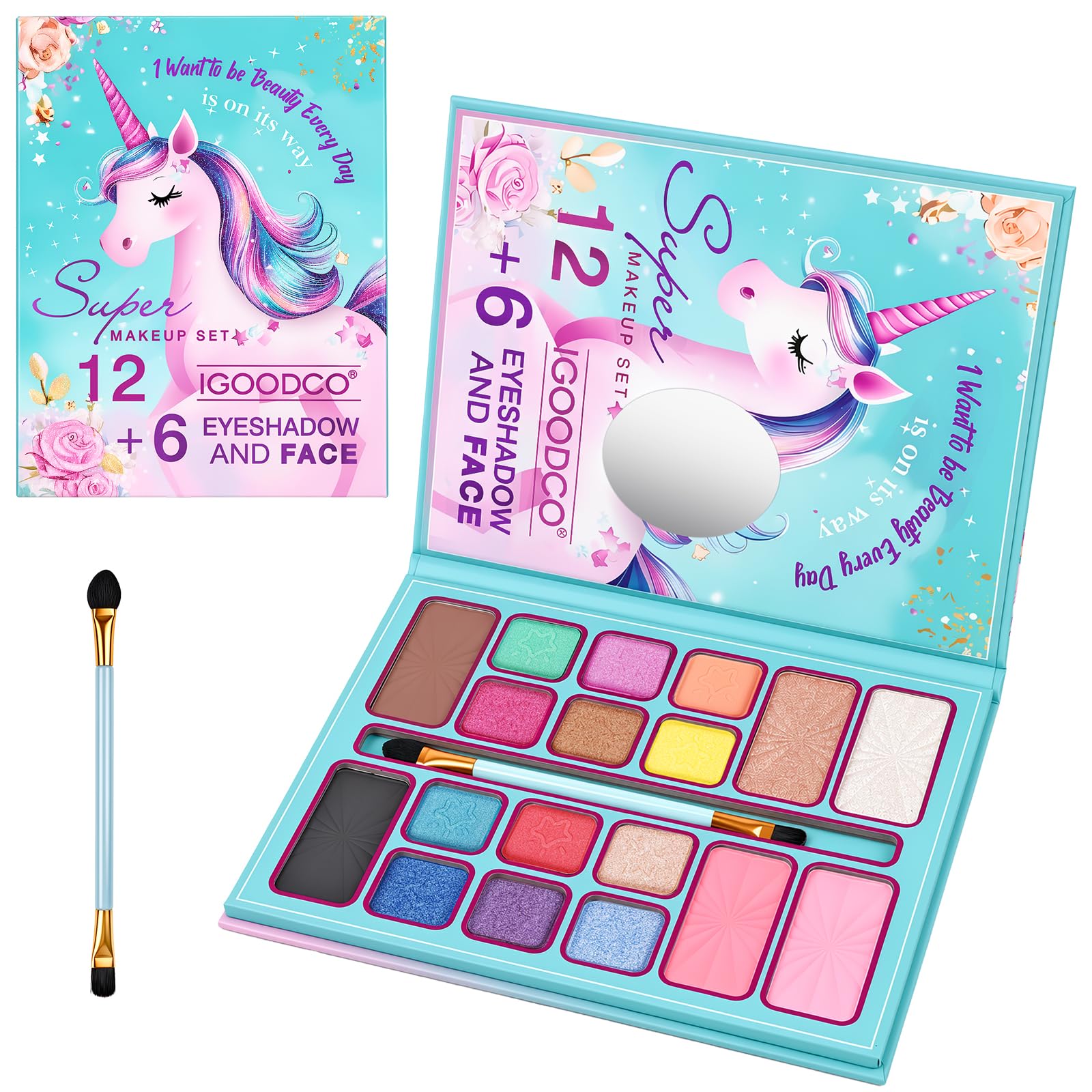Aomig 18 Colors Makeup Sets for Girls Non-Toxic Princess Make Up Kit — image 1