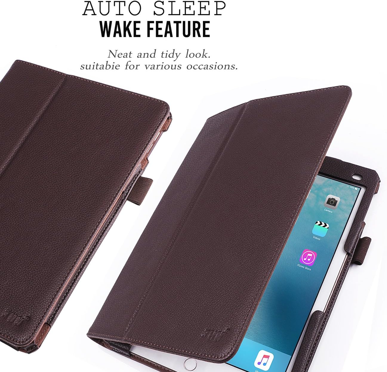 FYY Case for iPad Pro 9.7 - [Luxury Protection] Premium PU Leather Folio Stand Protective Shockproof Case with Apple Pencil Holder for iPad Pro 9.7" (2016) Brown