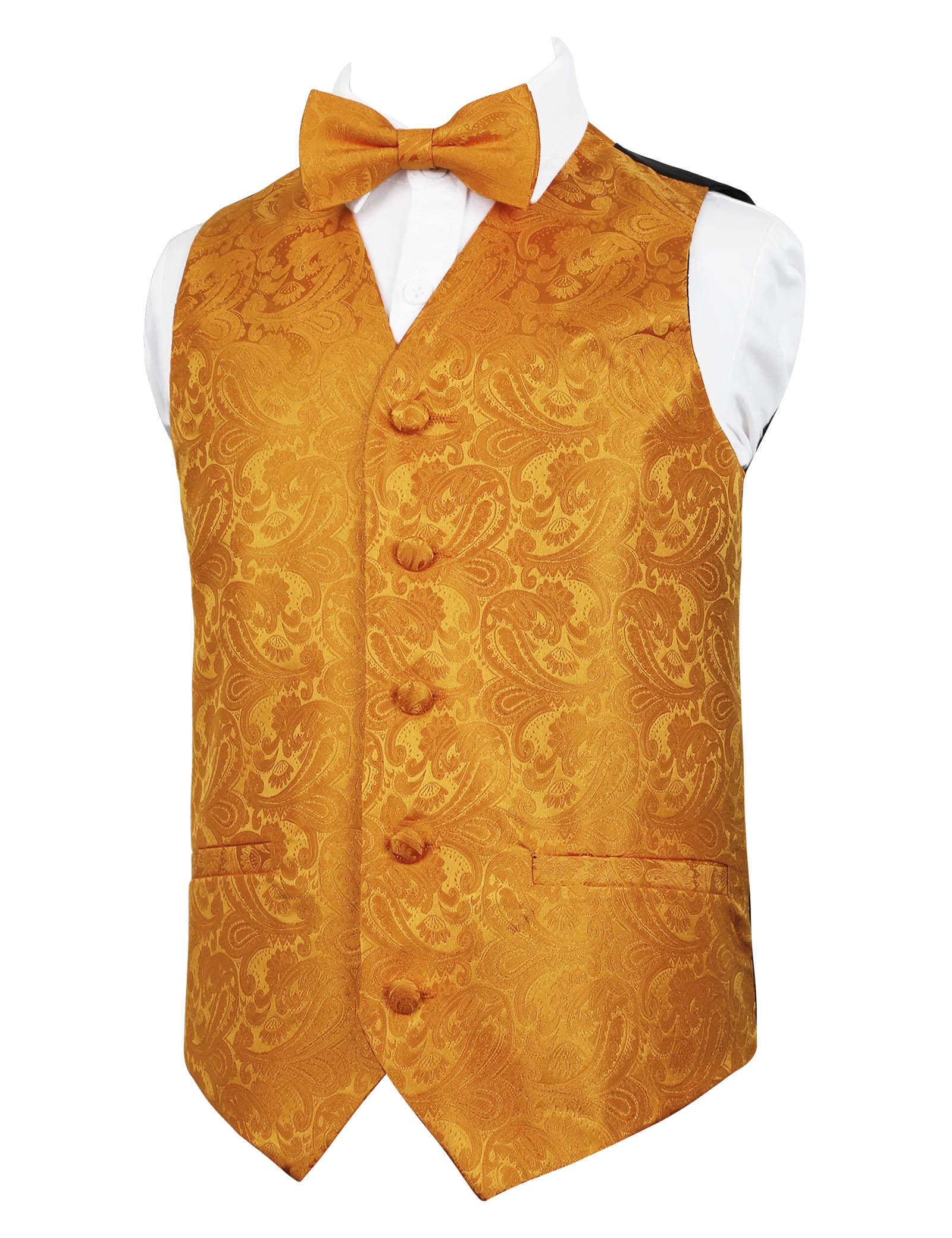Alizeal Boys 2PCS Classic Pre-Tied Paisley Bow Tie Suit Vest Set