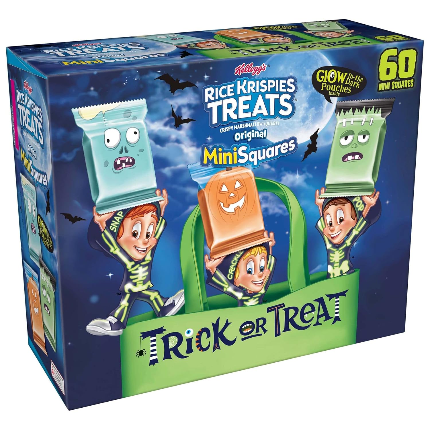 Rice Krispies Treats Mini Marshmallow Snack Bars, Kids Snacks, Halloween Pack, Original (60 Bars)