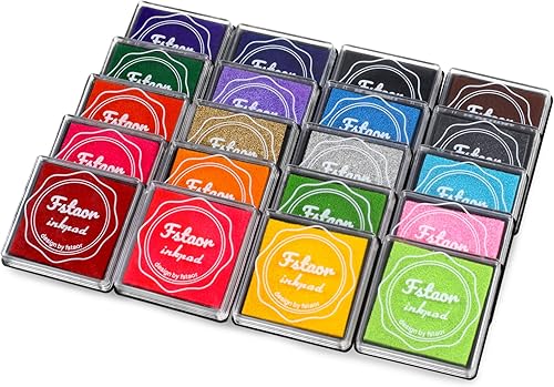 RNKP Paquete de 20 almohadillas de tinta para dedos para sellos de goma, almohadillas de tinta lavables para niños, aplicables a papel, álbumes de