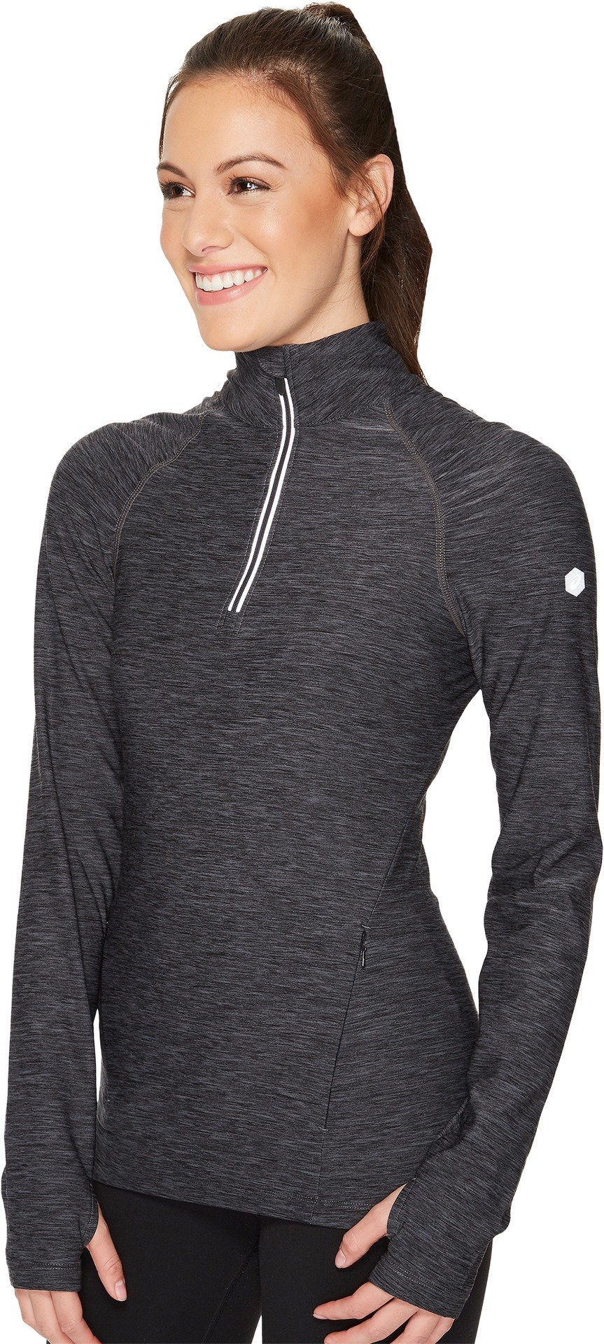 ASICS Womens Thermopolis 1/2 Zip, Dark Grey Heather, Large