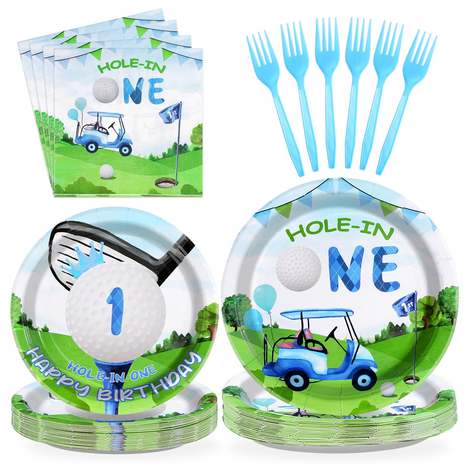 96 Pcs Golf First Birthday Party Decorations for Girls Boys, Serves 24
