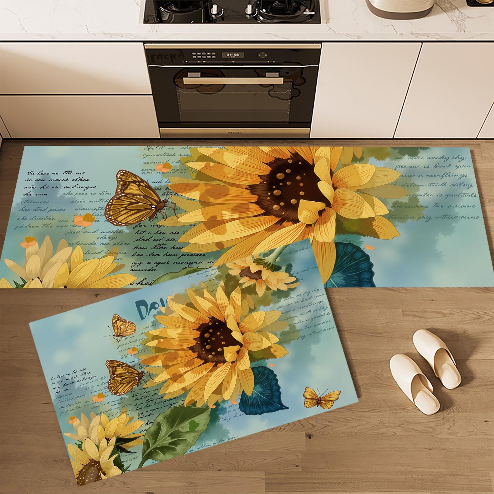 Tapis de cuisine antidérapants de qualité supérieure lot de 2 design papillons chic