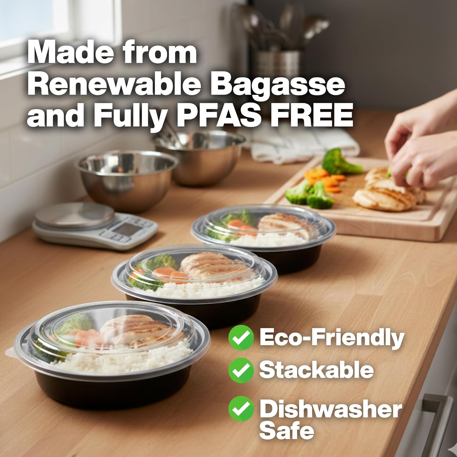 40oz [30 set] Round Meal Prep Containers with Lids, BPA Free Food Storage for Soup and Salad, Microwave/Freezer/Dishwasher Safe - Image 3