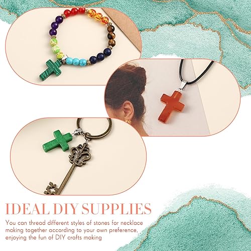 Miniatura 4 de 100 colgantes de piedra de chakra con cruz de 25 estilos, de cristal natural, de cuarzo, a granel, dijes de piedras preciosas de Reiki para hacer