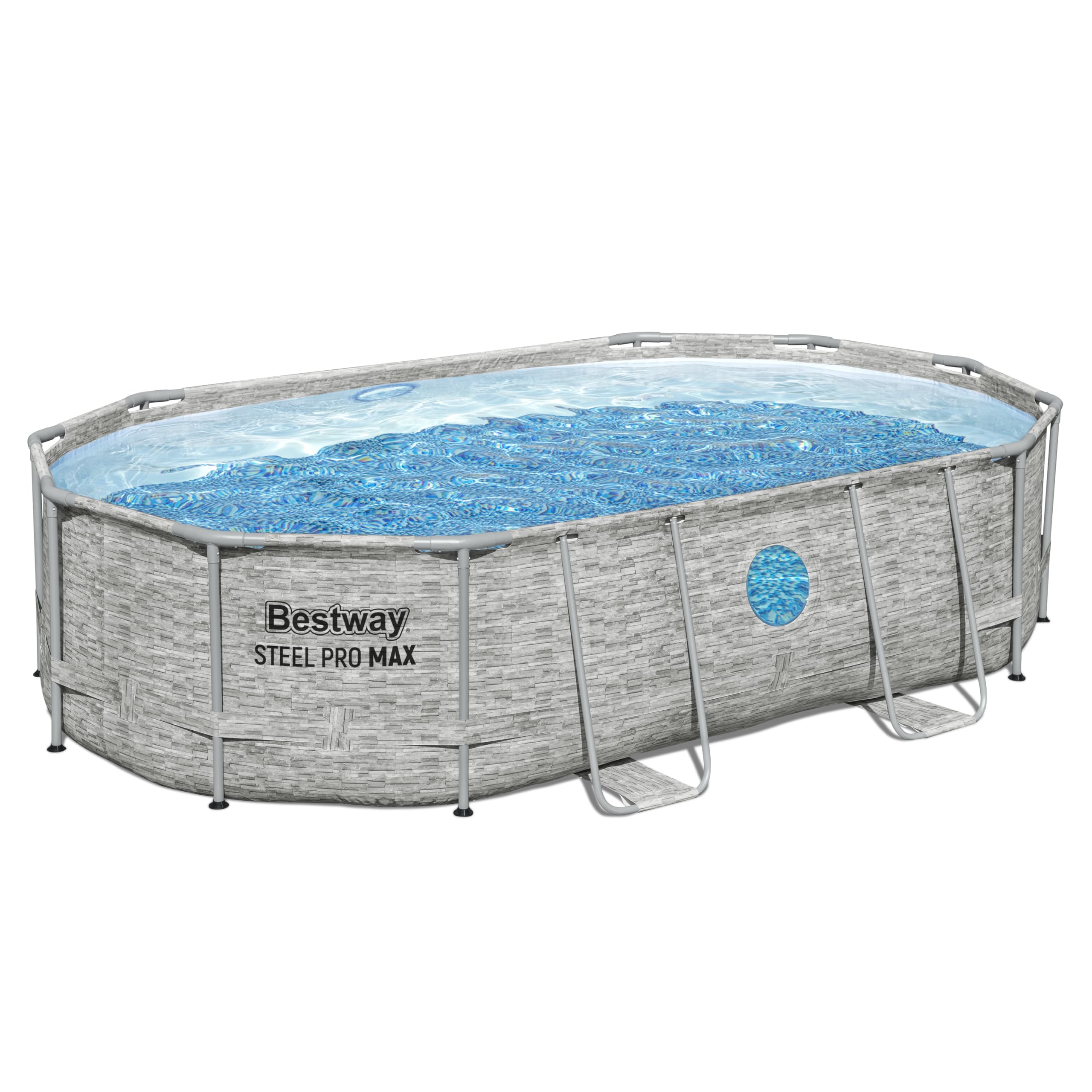 Bestway Steel Pro Max Kit Piscine Hors Sol Ovale Splashview - 488 cm x 305 cm x 107 cm - Gris