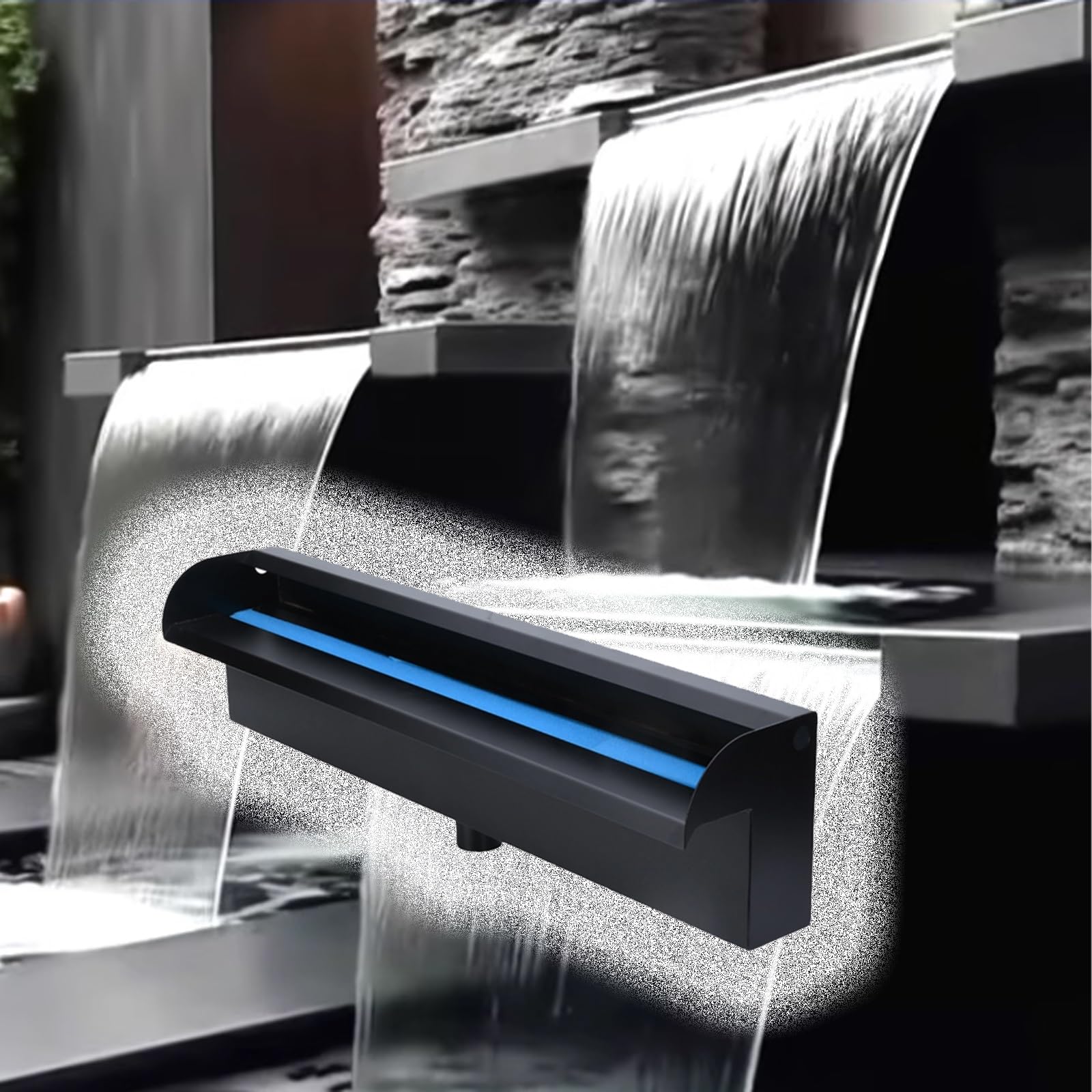 Kit de rebosadero para Cascada Exterior con tuberías corrugadas, Ligero y Personalizable. Fácil instalación para Crear cascadas idílicas en Jardines, Patios, pequeños estanques y Otros espac