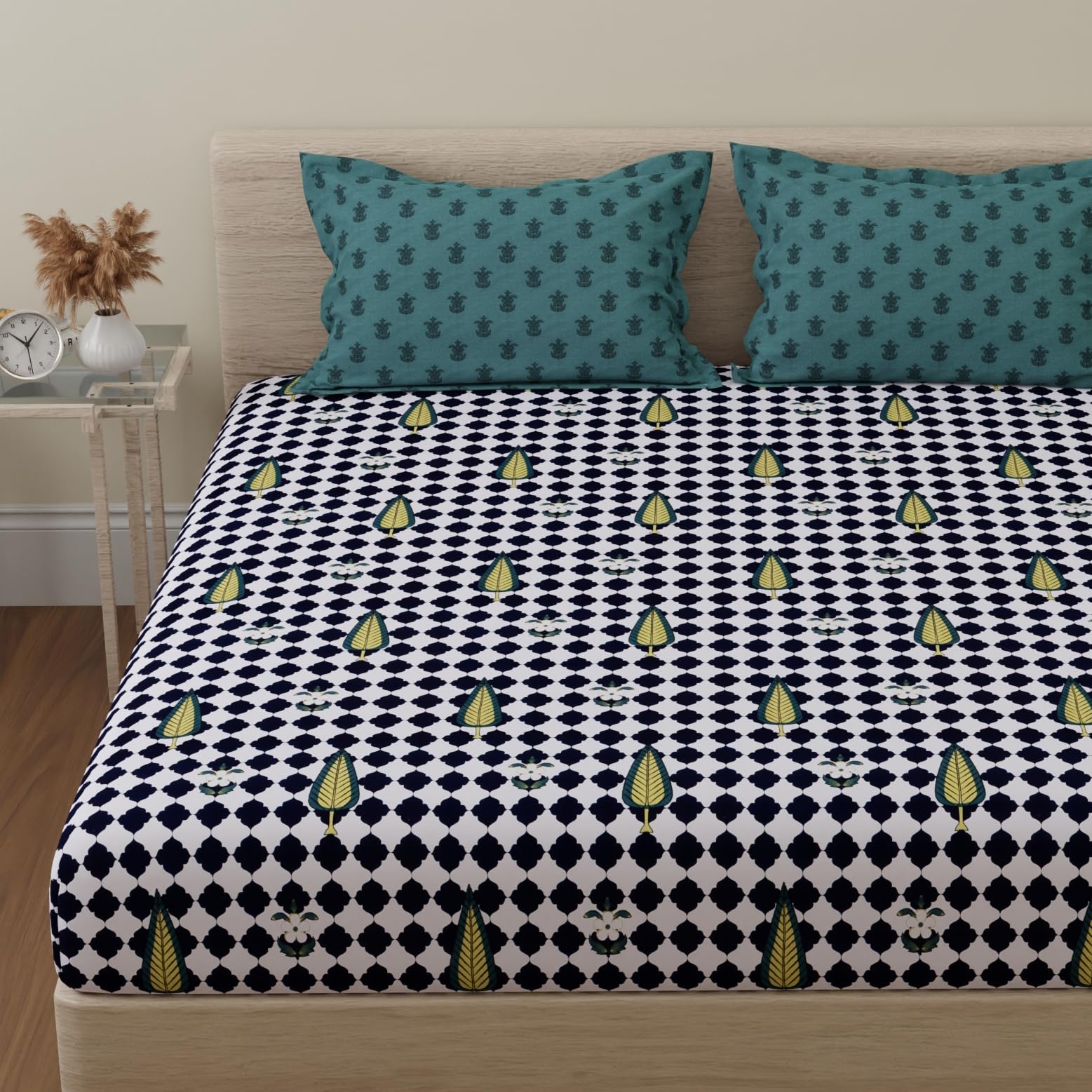 Huesland Cotton Fitted Sheet - Single Bed, Paisley Design -16