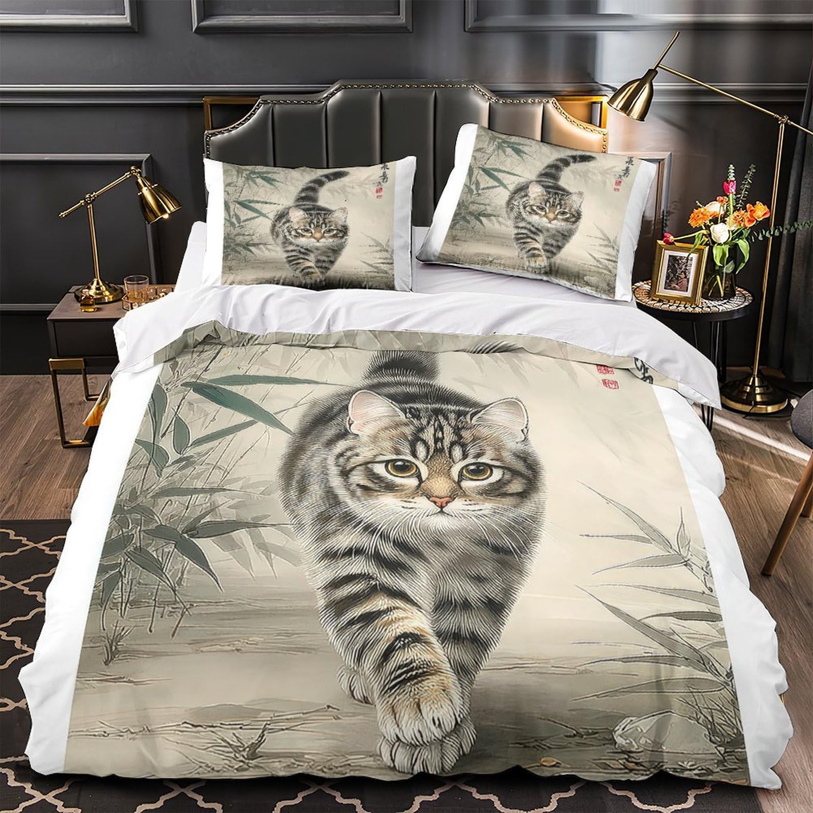 Housse de couette feuilles botaniques pour des nuits fraîches et cocooning en grand lit 260x220