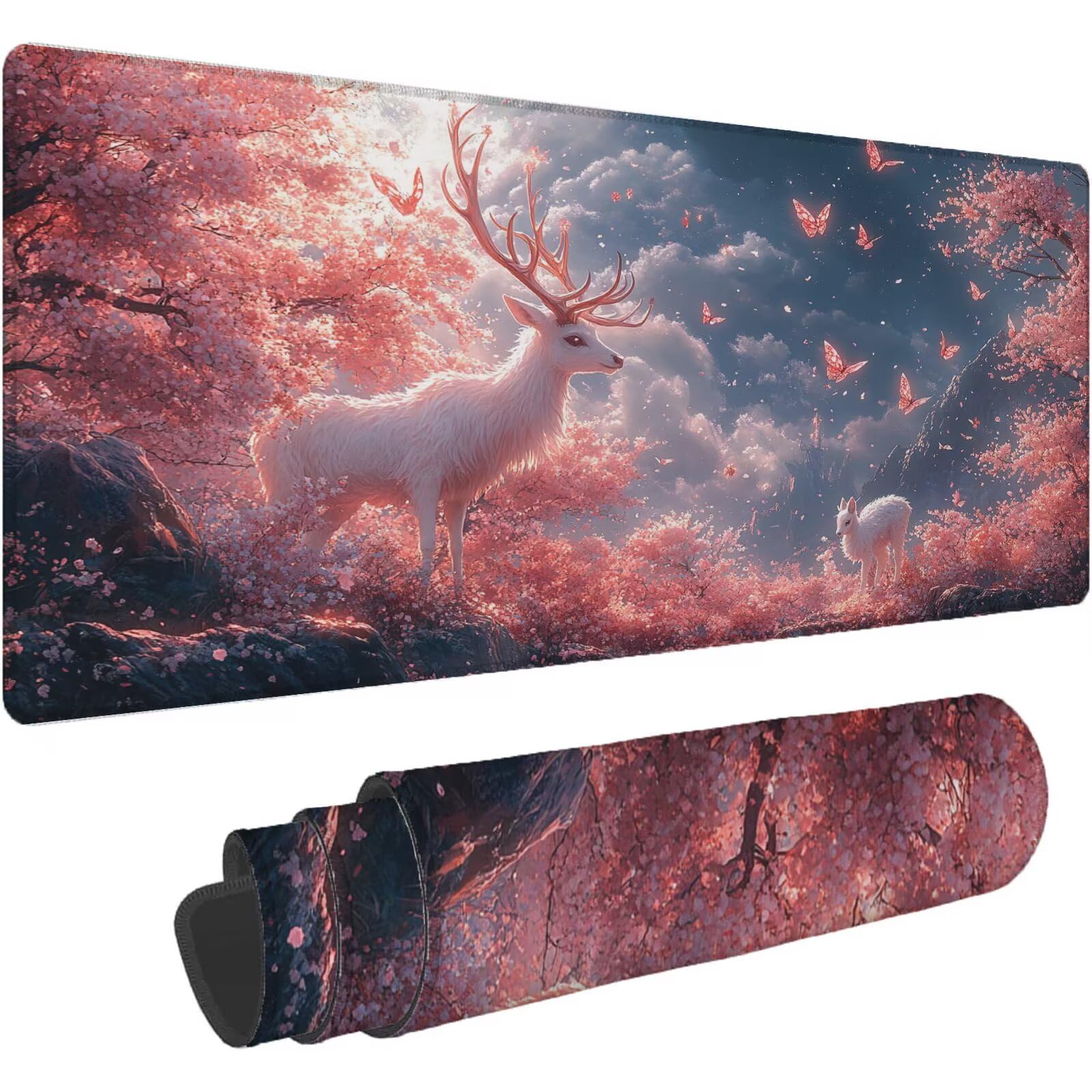 Podkładka pod mysz różowa XXL 1600 x 800 mm mata biurkowa dla zwierząt jednoczęściowa gumowa podstawa antypoślizgowe krawędzie akcesoria biurowe przyszyta mysz do komputera biurowego T665
