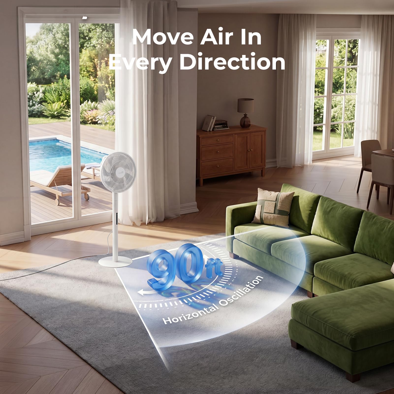 SAnmay Ventilatore a piedistallo, ultra sottile, 2 in 1, ventilatore da scrivania portatile staccabile, alimentato con USB-C e power bank, silenzioso, per esterni, camper, campeggio e casa