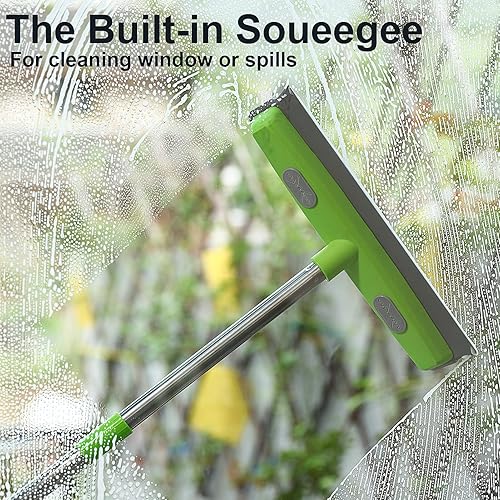 Miniatura 6 de Escoba de goma con espátula para alfombra Removedor de pelo de mascotas, mango de 57 pulgadas para eliminar el pelo de mascotas, rastrillo portátil