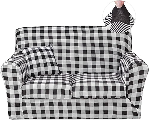 Miniatura 28 de JQinHome Funda elástica para sofá de 6 piezas con funda de sofá estampada, funda de sofá con patrón floral con 3 fundas de cojín separadas, S008