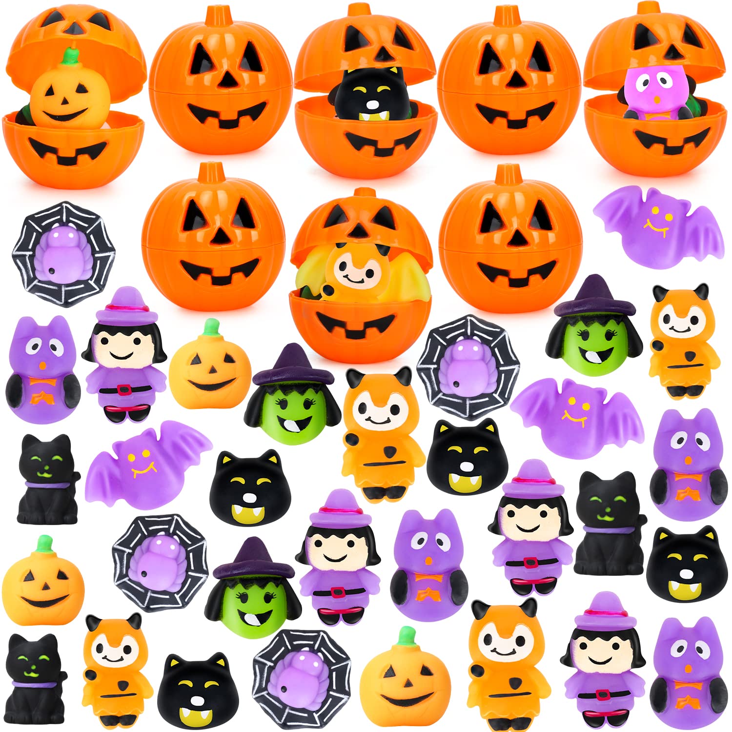 TOY Life 40 Pcs Halloween Squishy Toys Bulk Halloween Treats Non Candy Halloween Party Favors Halloween Prize Mochi Squishy Toys Halloween Goodie Bag Fillers Squishies Toy Halloween Toy Gifts for Kids