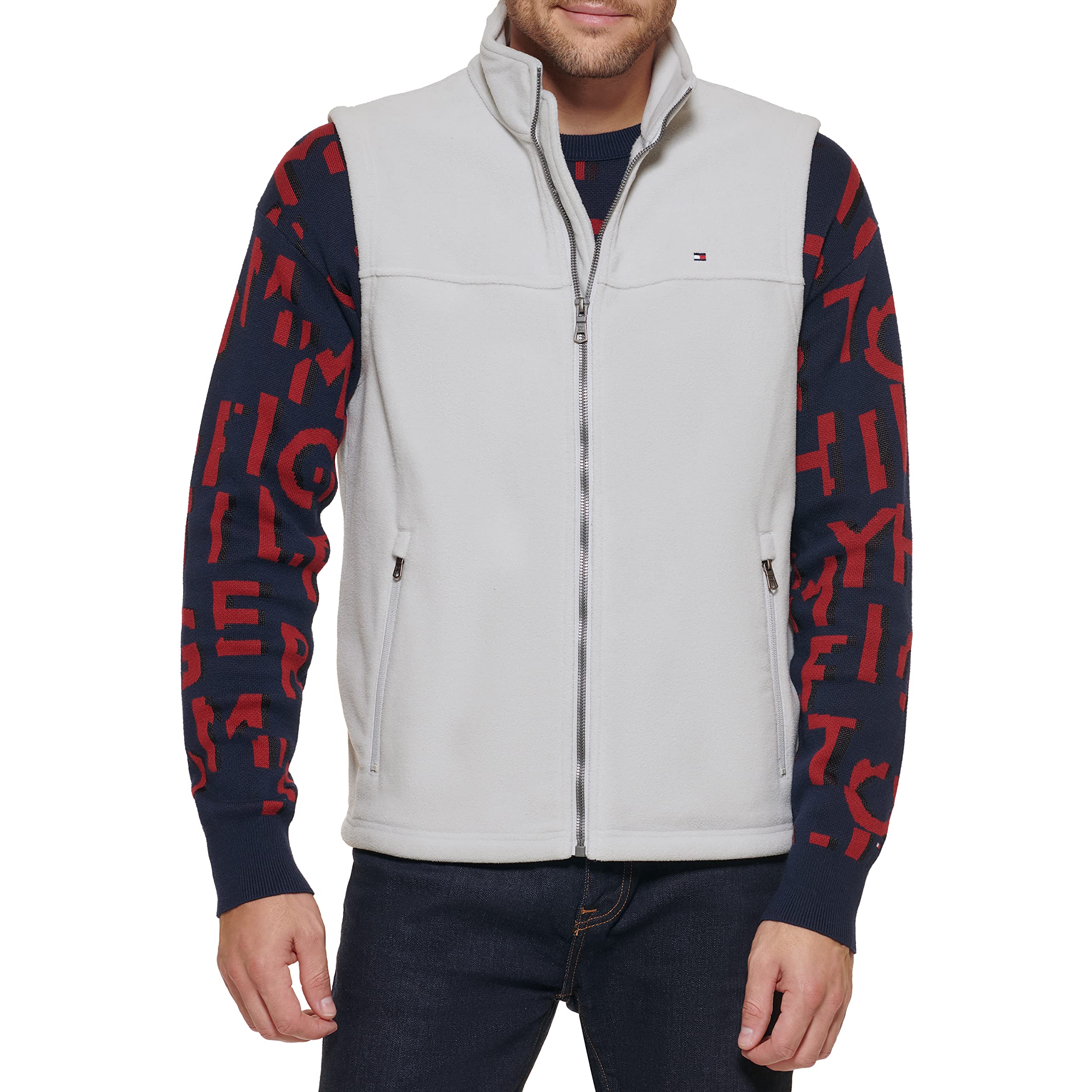 Tommy Hilfiger Men's Ice Blue Polar Fleece Vest, Ice, Xxl Uk