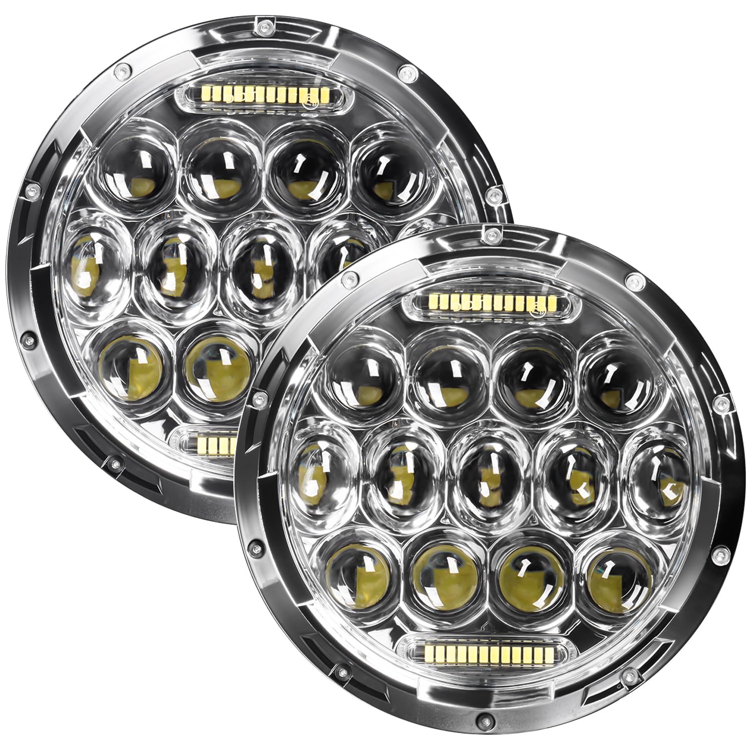 7 Inch Led Headlight Round H6024 Led Headlight DOT Approved Hi/Lo Beam DRL Chrome Headlights Compatible With Jeep Wrangler JK JKU TJ LJ CJ Compatible With Chevy,Ford and Mazda Miata etc
