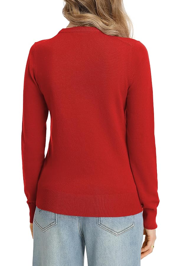 QUALFORT Women's Red Crewneck Sweater Pullover Soft Knitted Pullover Tops Small by QUALFORT - Used condition - Image 7