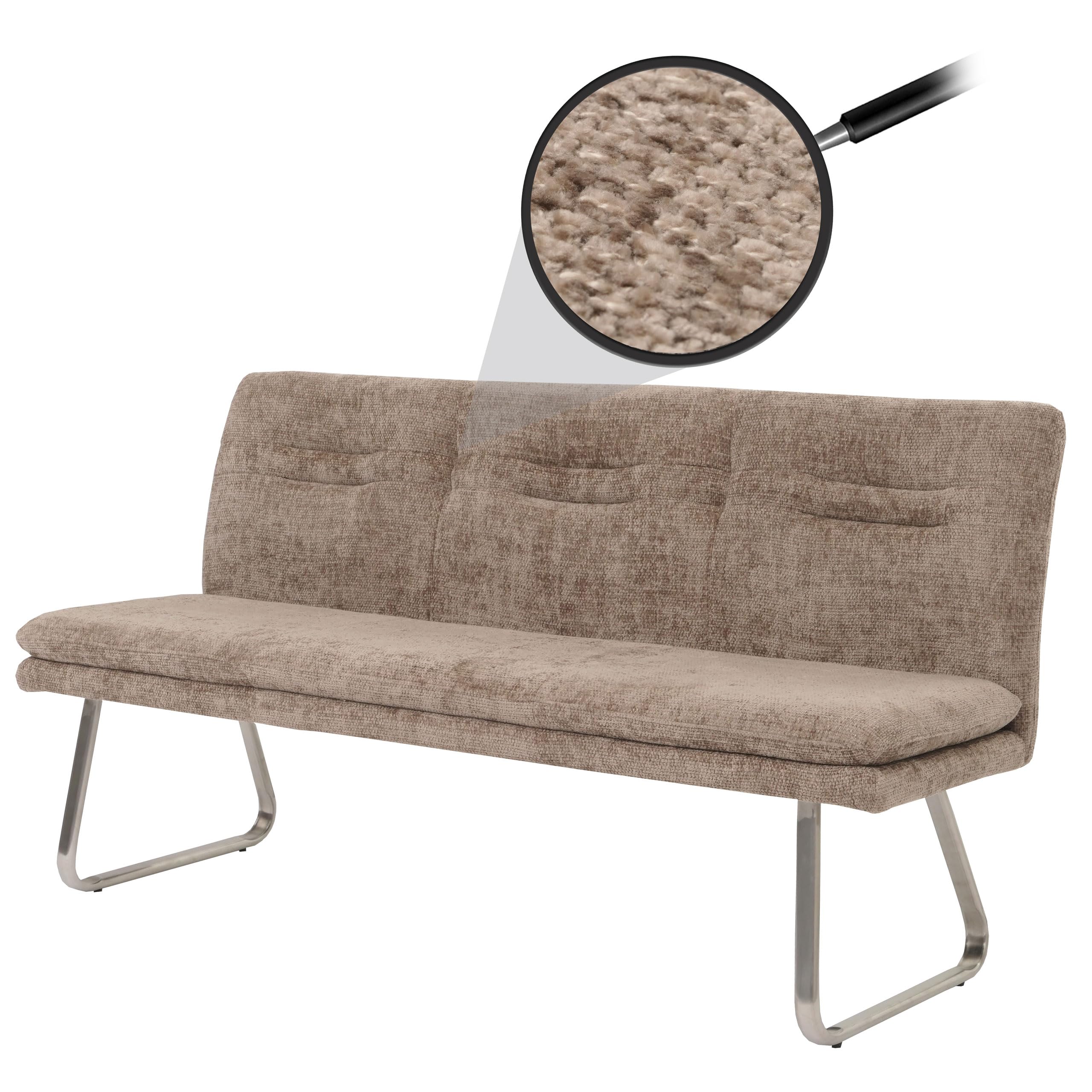 Mendler Sitzbank HWC-H70 180cm Stoff/Textil - braun