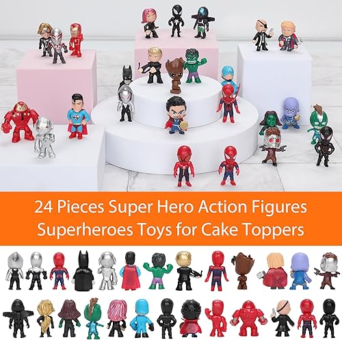 Miniatura 7 de Super Hero Adventures Ultimate Action Figures - 26 figuras de superhéroes para niños, adornos para pasteles de cumpleaños, coleccionables, premios