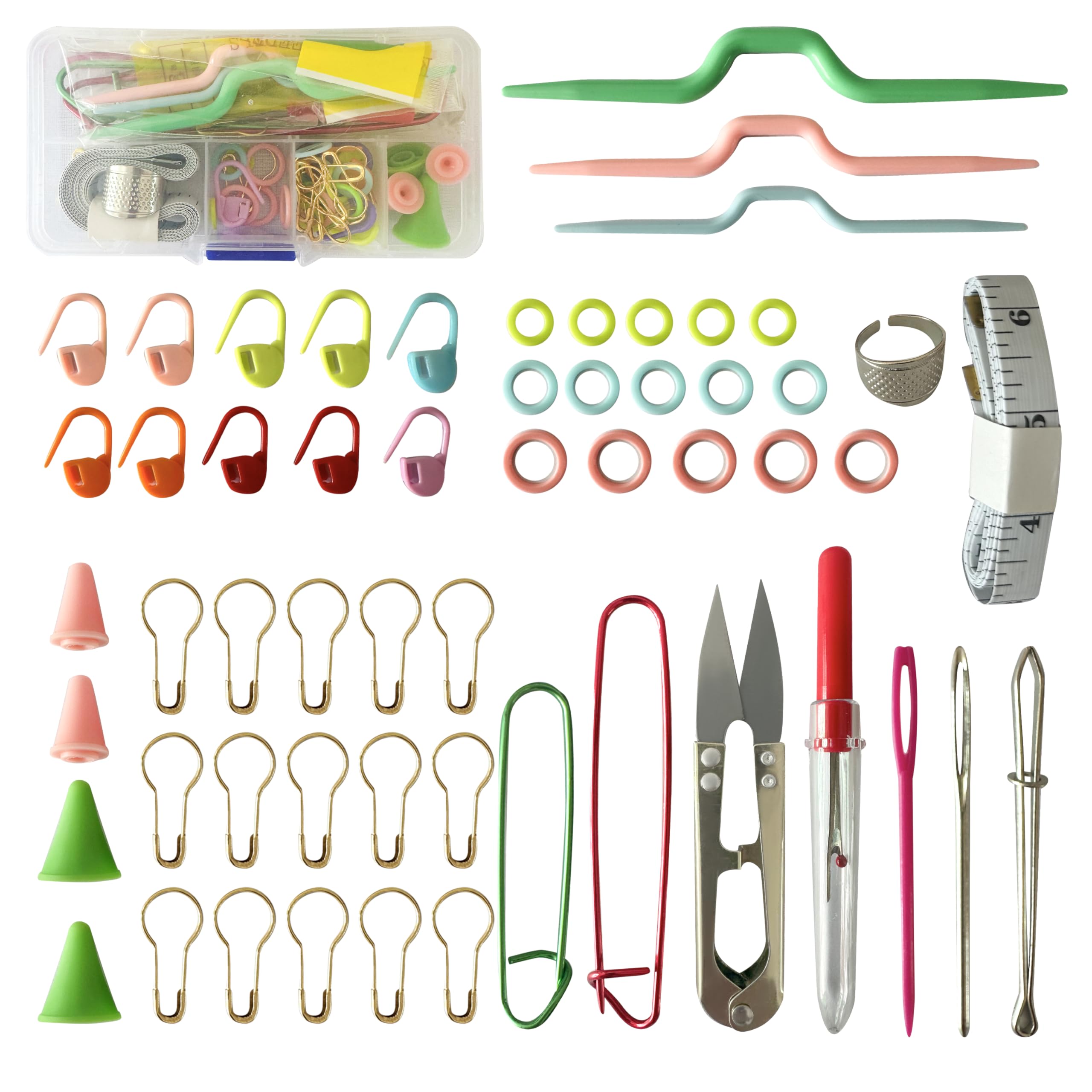 Grab Mantra Complete Knitting & Crochet Accessories Set – 60-Piece Craft Tool Kit with Storage Box