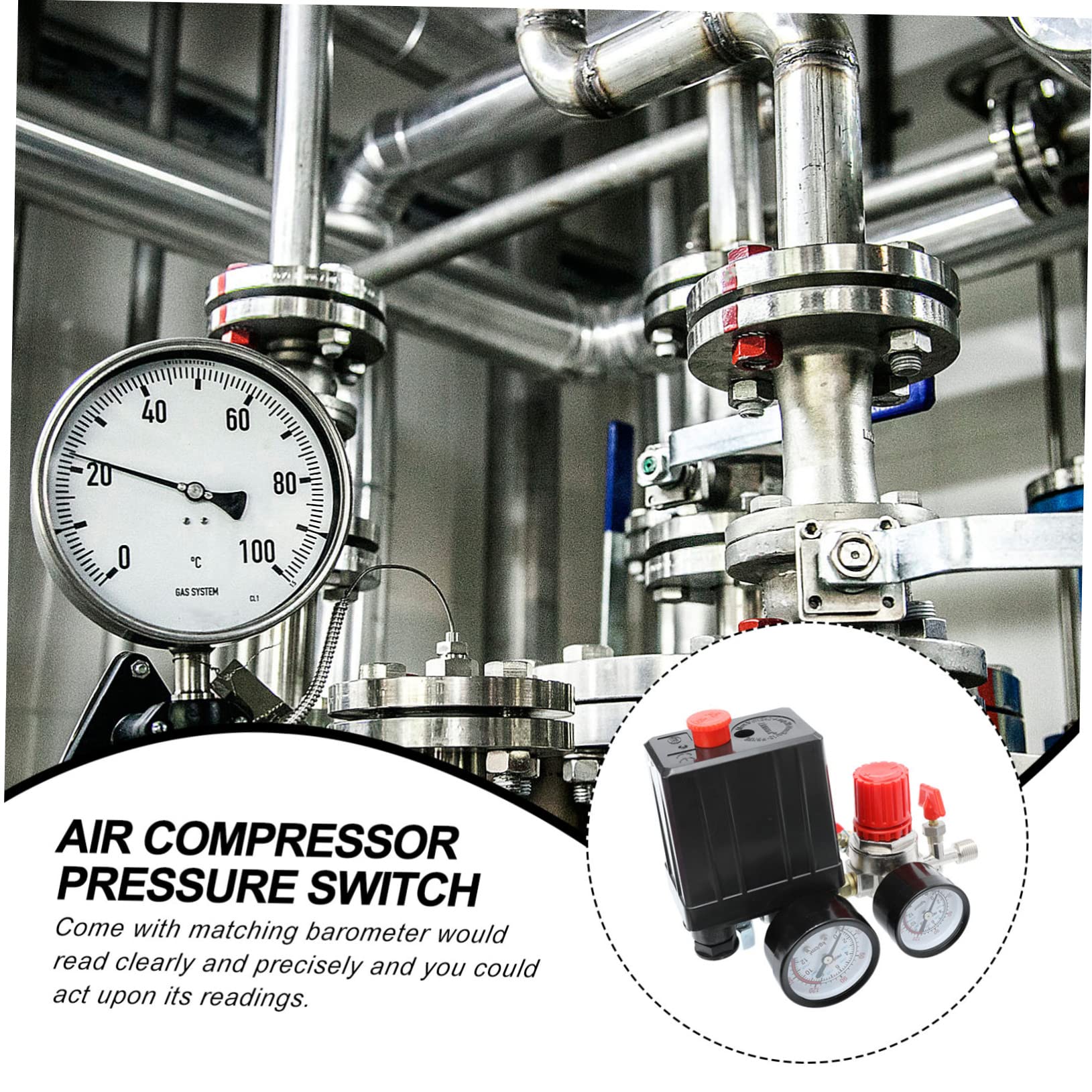 WOONEKY Valvola di Pressione 220/380v Plastico e Ferro Regolatore Manometro per Compressore Aria a 4 Fori per Controllo Aria