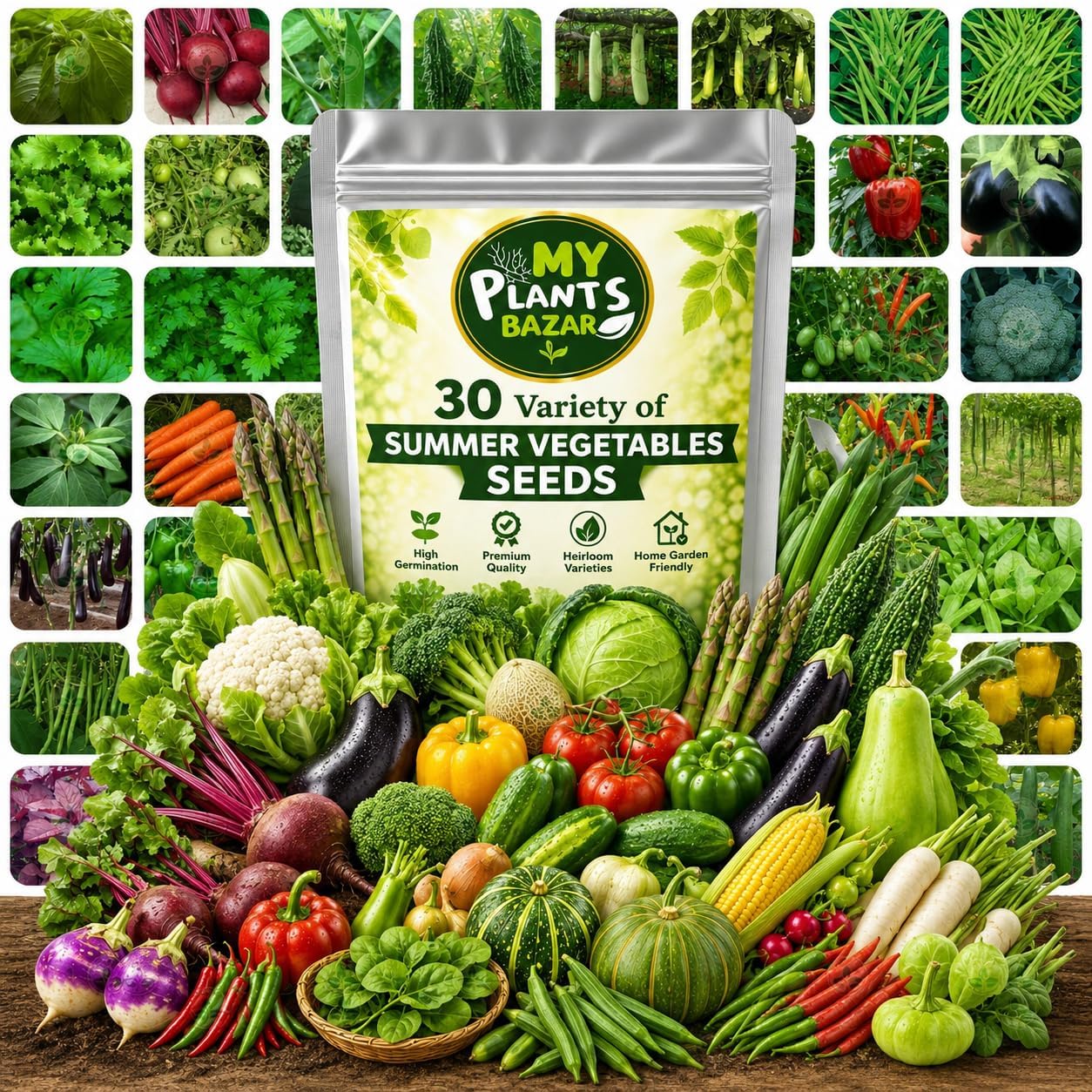 Veg Seeds Combo Pack – 30 Variety Summer Veg Seeds for Home Gardening | High Germination Non-GMO Seeds for Balcony, Terrace, Backyard & Kitchen Garden | Easy to Grow Seasonal Seed Collection-image-46