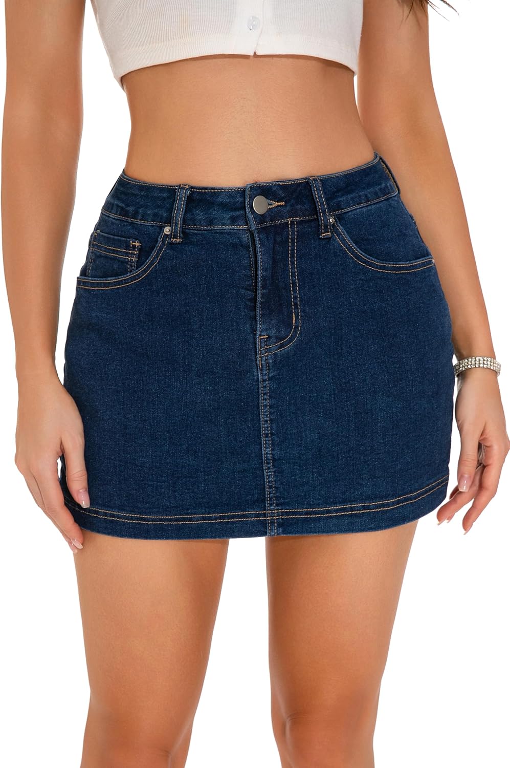 GUANYY Women's Denim Skirt Summer Stretchy Bodycon High Waisted Y2k Mini Skort 2026 Trendy Jean Shorts Skirt - Image 9