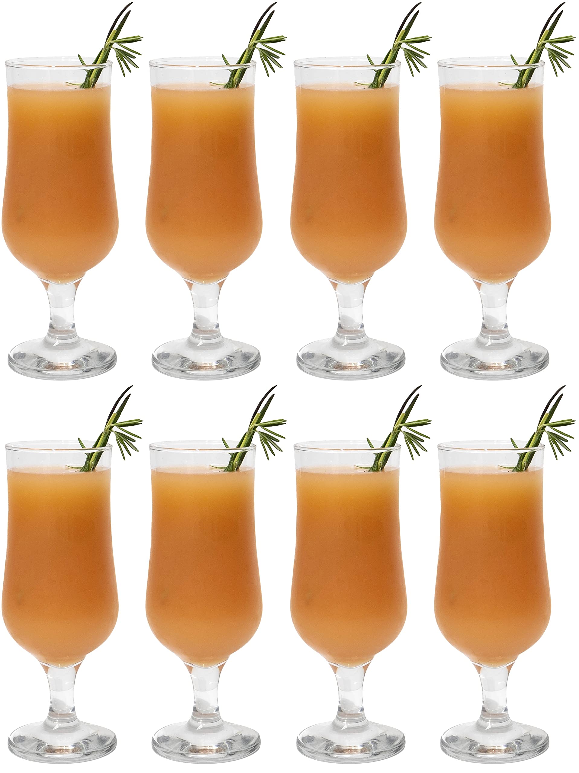 Premier Collection 8 Piece Hurricane Glass Set - Perfect For Pina Coladas, Daiquiris, Juice, Mojitos, Full-Bodied Beer, Water, and Other Cocktails (Bloom Hurricane Glass (12.5 oz) - 8 Piece)