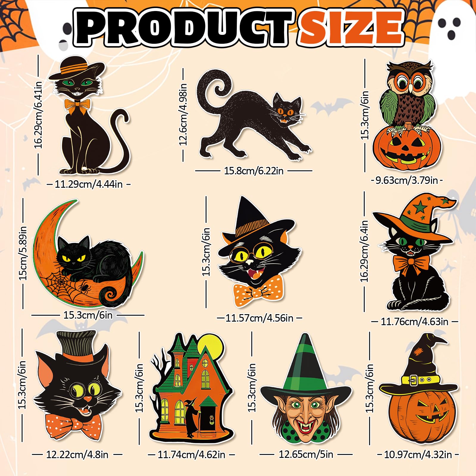 Amazon.com: Whaline 40Pcs Vintage Halloween Cutouts, Retro Pumpkin