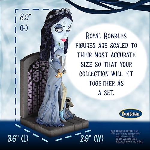 Vista 6 de Royal Bobbles Emily The Corpse Bride with Sword, Maggot and Scraps - 7.5 pulgadas de alto - Estatua coleccionable Bobblehead