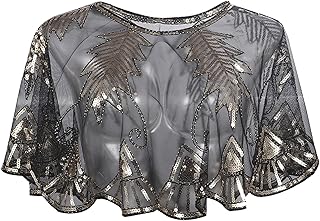 KBOPLEMQ Women's Shawls Stole for Evening Dress 1920s Retro Scarf Wedding Party Bridal Scarf Gatsby Costume Accessories Party Bride Gatsby Costume Accessories Vintage Shoulder Jacket Flapper Wrap