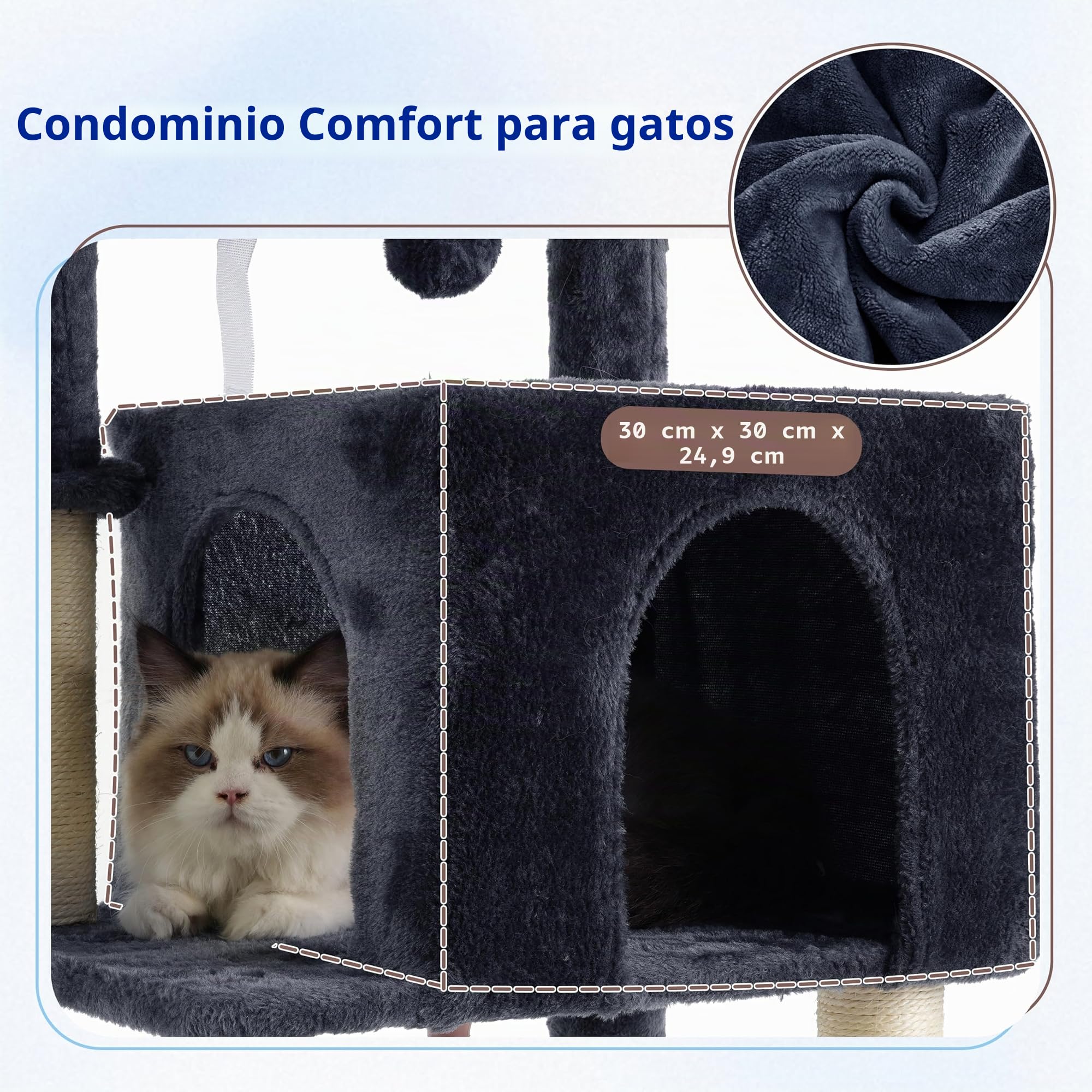 Gitelsnour Rascador para Gatos, Árbol para Gatos de Interior de 110 cm con Tubo de Acero Resistente, Hamaca, Rascadores, Gris Ahumado GCT004SG-2