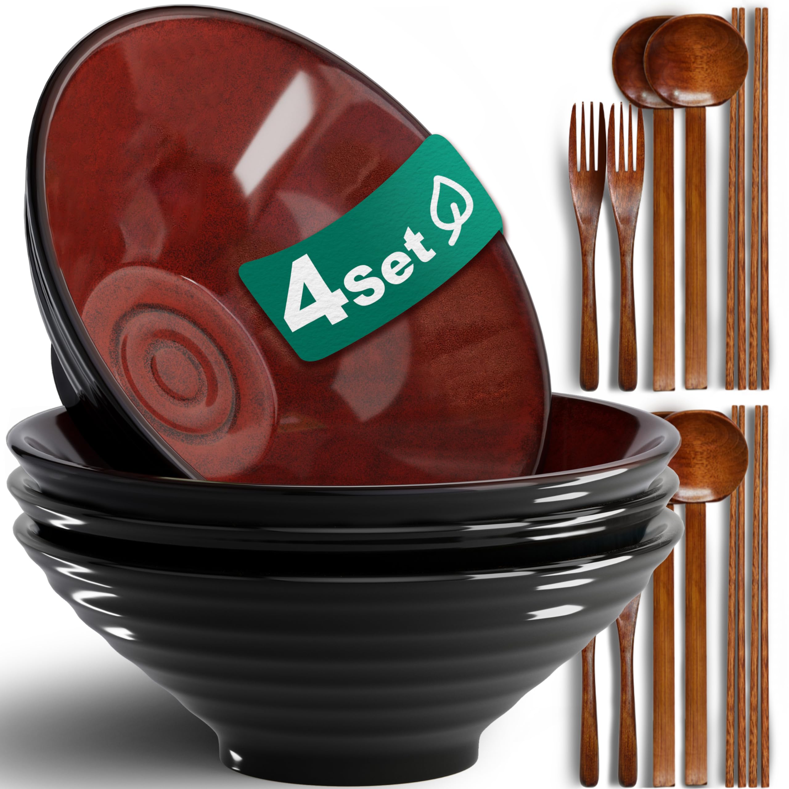 Amazon.com: 8-Inch 4 Sets Ceramic Ramen Bowl (16 Piece) - Japanese