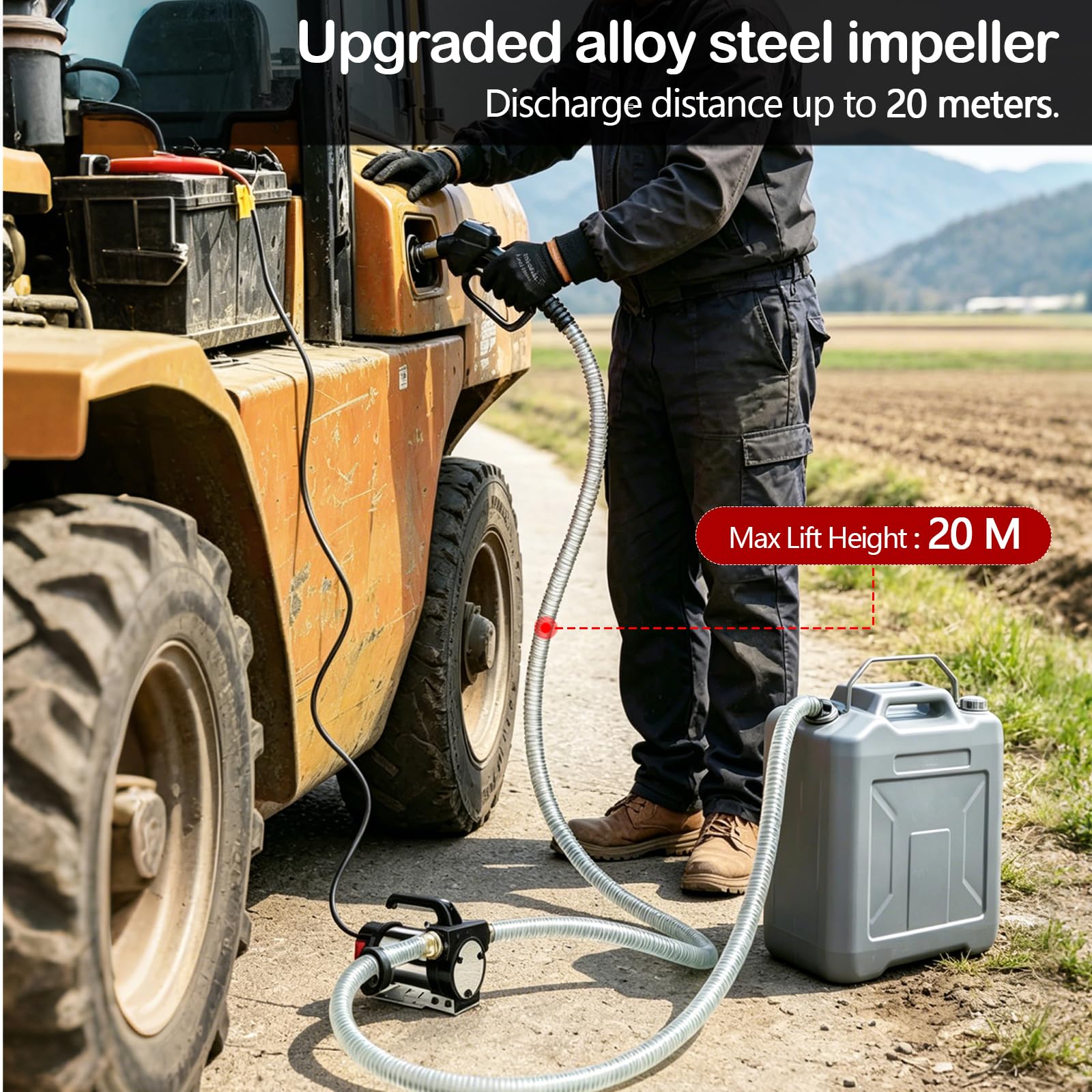 Pompa Travaso Gasolio 12 V 550 W, portata 50 L/min, con tubo da 3 m e pistola, pompa carburante portatile per diesel, biodiesel, cherosene e gasolio – Per casa, fattoria e cantiere