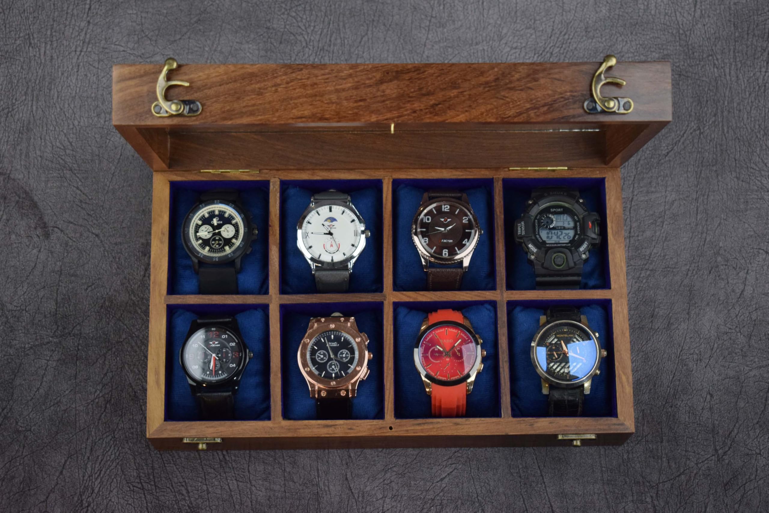 Royal Craft Expertise Mens Watch Box,Watch Display Case,Indian Rosewood Watch Box Case Organizer For Men,Velvet Lining Glass Lid,Solid Gift For Him,Made For Special Occasions|Heavy And Solid Wood
